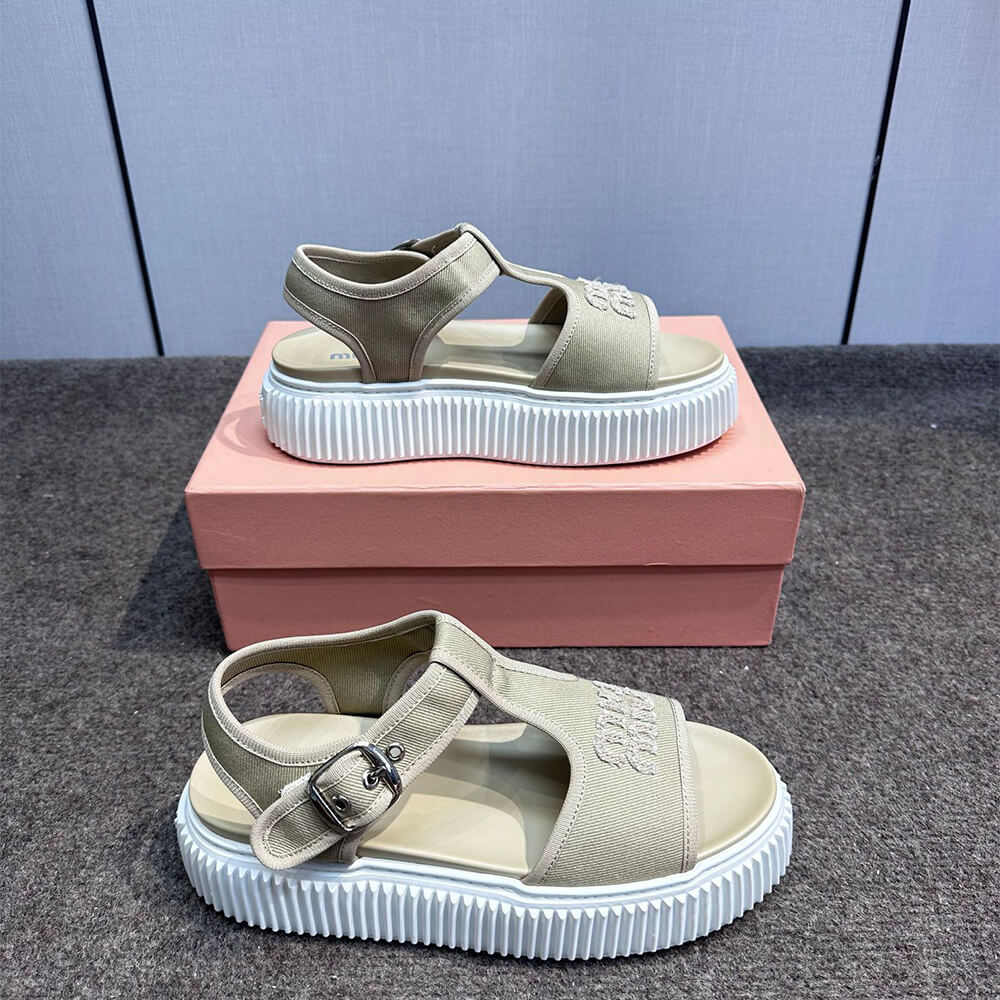 M1um1u Denim flatform sandals