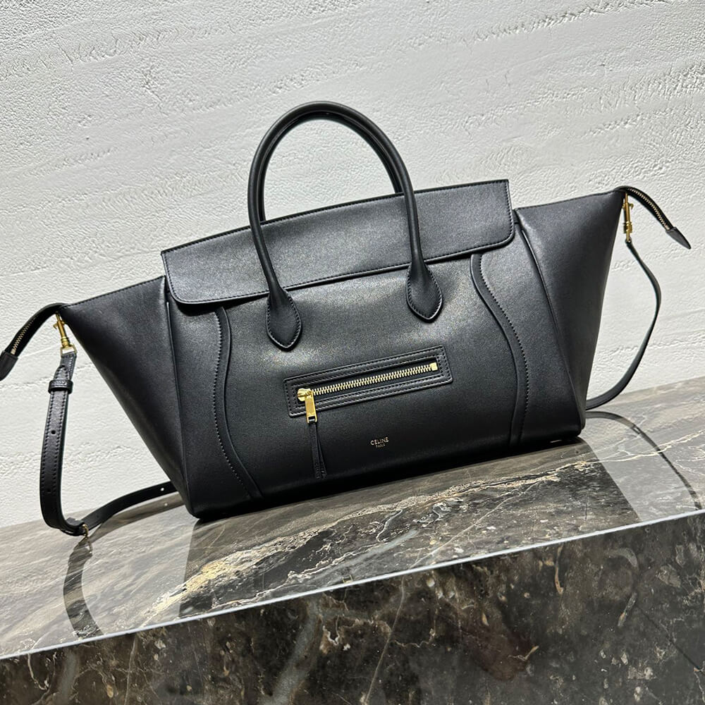Ce1i*e MEDIUM SMILING NEW LUGGAGE IN S*pPLE SHINY LAMBSKIN(HIGH-END GRADE)