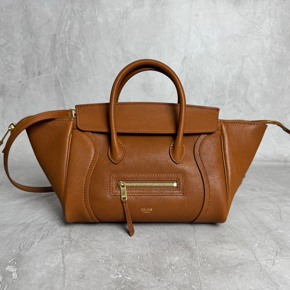 Ce1i*e SMALL NEW LUGGAGE IN S*pPLE SHINY LAMBSKIN(HIGH-END GRADE)