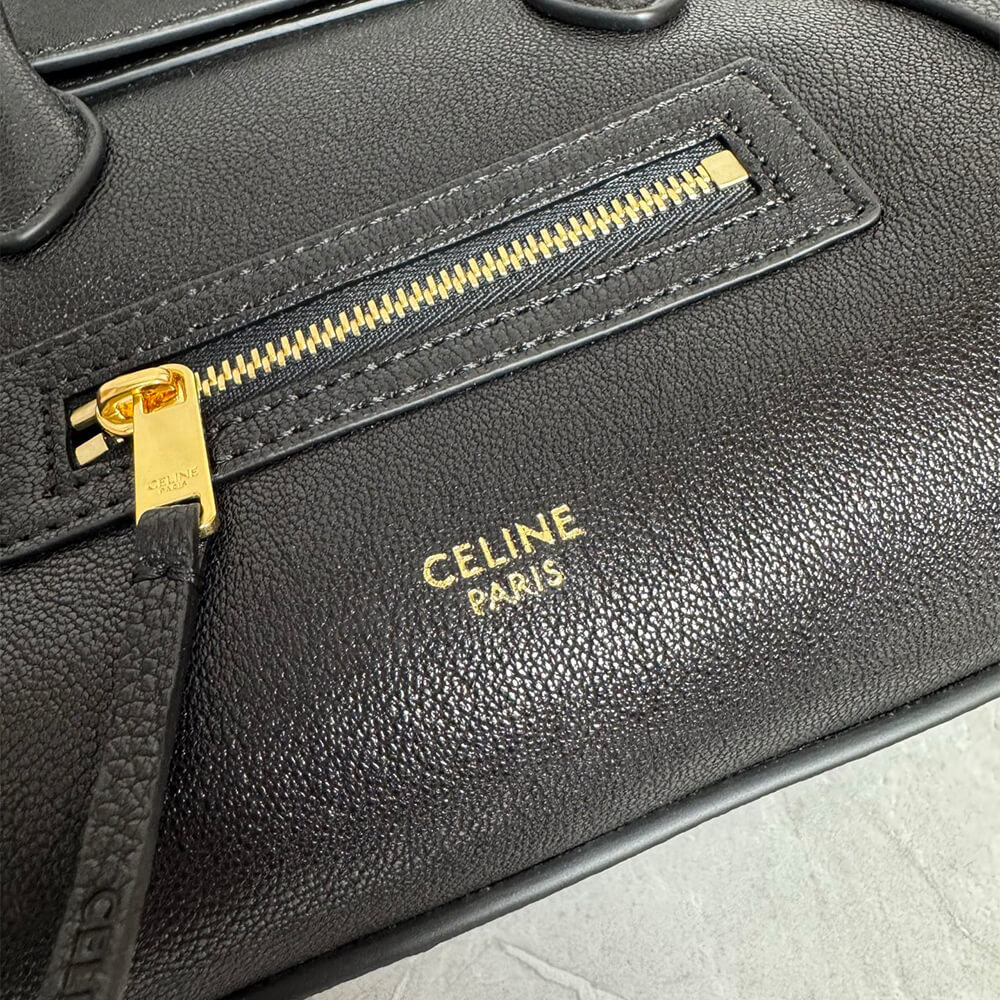 Ce1i*e SMALL NEW LUGGAGE IN S*pPLE SHINY LAMBSKIN(HIGH-END GRADE)